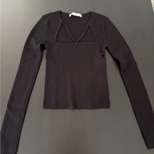 Zara ribbed Black Long Sleeve Women's Top